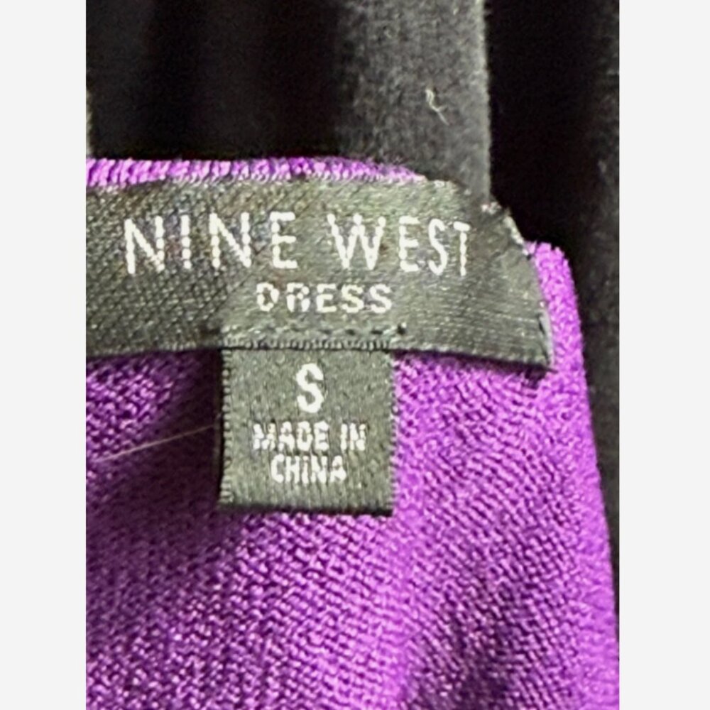 Nine West Colorblock Sheath Dress Womens S Purple Black White Striped EUC - Picture 5 of 8